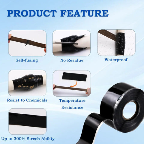 Self Fusing Silicone Tape 1 Inch Wide 16.4 Feet Long 0.5mm Thick Waterproof Repair Tape For Plumbing Hoses Pipes And Electrical Cables Emergency Leak Seal No Mess Quick Fix.