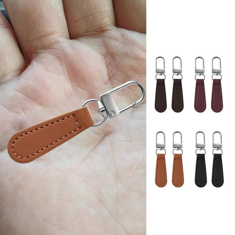 Dope 8 Piece Leather Zipper Pull Replacement Kit With Detachable Handles, Decorative Charms in hand and color selection.