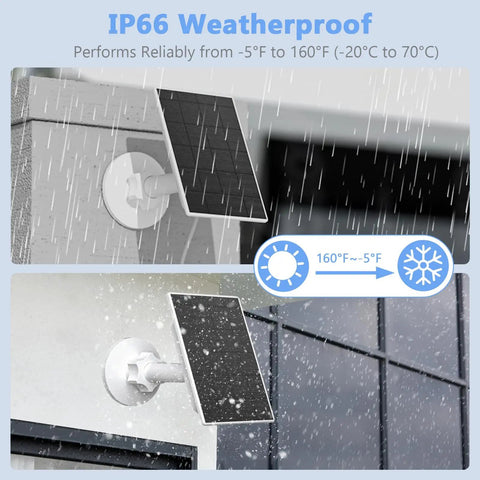 2W Solar Panel Charger For Blink Doorbell With USB C 5V Output, IP65 waterproof kit in rain and snow, mounted on house exterior