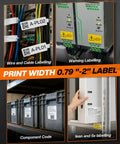 Hella Tough Industrial Label Printer Slick Portable Bluetooth 2 Inch Tape Cutter No Fuss App Integration For Heavy Duty Wiring Box Sorting Gear Tagging And Equipment Identification labels for wire, components, and warning signs.