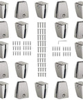 Rock Solid Aluminum Desk Partition Clamps 20 Pack Featuring Sleek Silver Finish, includes brackets and screws for workstation setup.