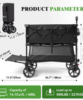 Double Decker Beach Wagon With Big Wheels For Sand Heavy Duty Collapsible Cart Tailgate Access 500 Lbs Capacity Foldable Utility Cart