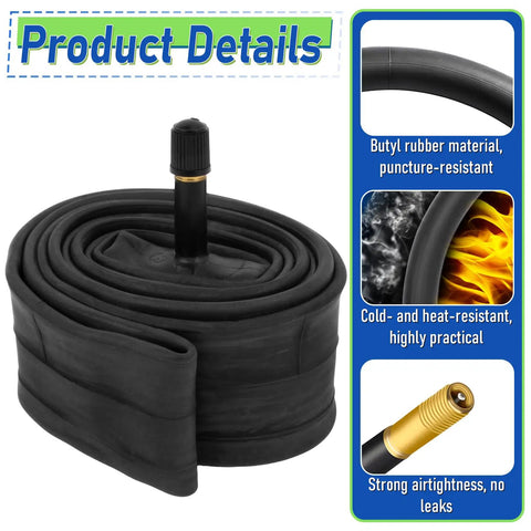 Two Pack 20 Inch Bike Tubes With 32mm Schrader Valve For 20x1.75 To 2.125 Inch Tires, material details visible