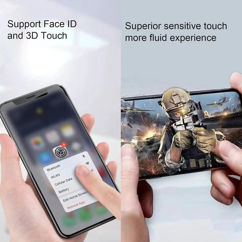 Person holding Pro Grade 6.7 Inch iPhone 13 Pro Max Screen Replacement Kit With LCD Display And 3D Touch Digitizer showing screen sensitivity
