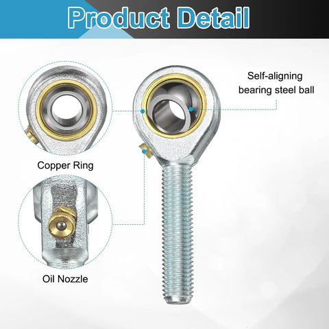 Four Pack POSB4 One Quarter Inch Male Rod End Bearing With One Quarter Inch UNF Right Hand Thread And Jam Nuts For Agriculture Machinery CNC Equipment ABEC3 Heavy Duty Precision For Smooth Motion And Easy Install, copper ring, oil nozzle
