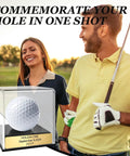 Hole In One Golf Display Case With Acrylic Ball Holder And Custom Engraved Plaque Go-To Gift For The Golfer Golden Finish