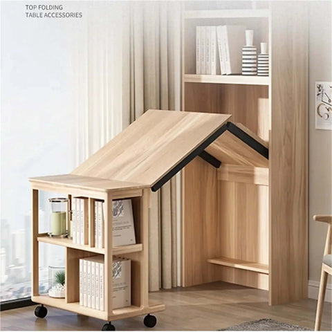 Hidden Desktop Folding Connector Accessories Set With Hydraulic Rod Hinges for tables in compact dining room