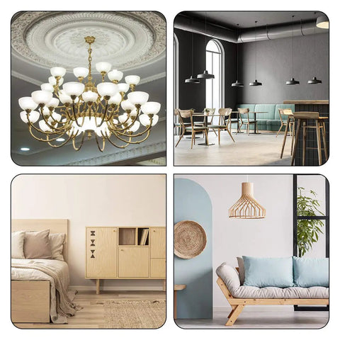 Collage of elegant light fixtures and modern furniture showcasing interior design styles for home decor.