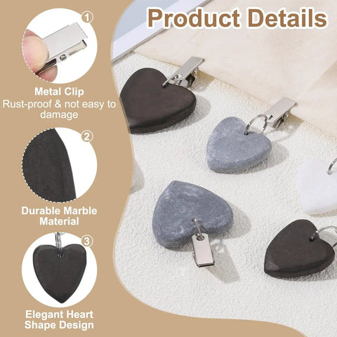Product details of Tablecloth Weights With Metal Clips 12 Piece Set Heart Shaped Pendant Weights 4x4cm
