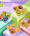 4 Pack Snack Containers And Bento Box For Meal Prep Reusable BPA Free Wheat Straw Food Storage With 4 Compartments Stackable Lunch Boxes