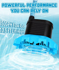 850 GPH Submersible Pool Cover Pump With 30 Inch Power Cord And Adapters, fast water removal, 360-degree intake view in action