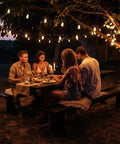 Outdoor String Lights 240 Ft Waterproof Patio Lights With 124 Shatterproof ST38 Edison Bulbs Warm White 2700K Dimmable at dinner scene