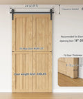 24 Inch Bi Folding Barn Door Hardware Kit For Two Doors Side Mounted Heavy Duty Track Roller Kit With Nylon Rollers And Steel Track Holds Up To 330 Lbs Quiet Smooth Operation Easy To Install Black Finish For Closets And Rooms showing wooden doors on track