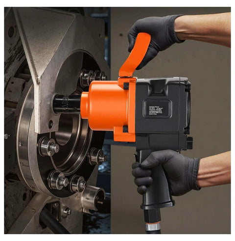 One Inch Pneumatic Impact Wrench Equipped With Twin Hammer Action Pumps Out 1200 Ft Lbs Of Nut Bustin Torque For Corroded Stuck Fasteners in action.