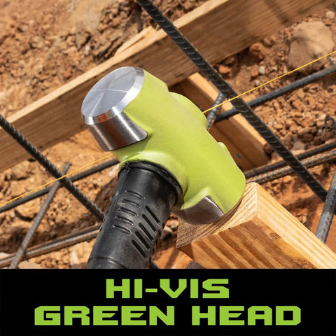 Beefy 16 Inch Sledge Hammer With 4 Pound Head For Demolition And Construction Hi Vis Drop Forged 46 HRC Head Unbreakable Steel Core