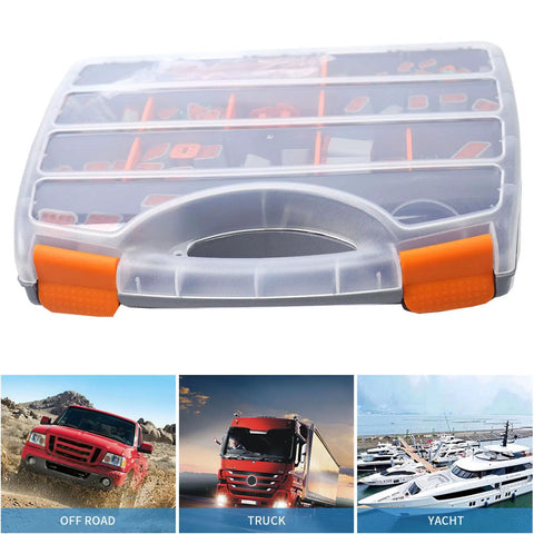 482-Piece Automotive Connector Kit With 2 3 4 6 8 12 Pin Modules case with orange latches for cars, trucks, boats