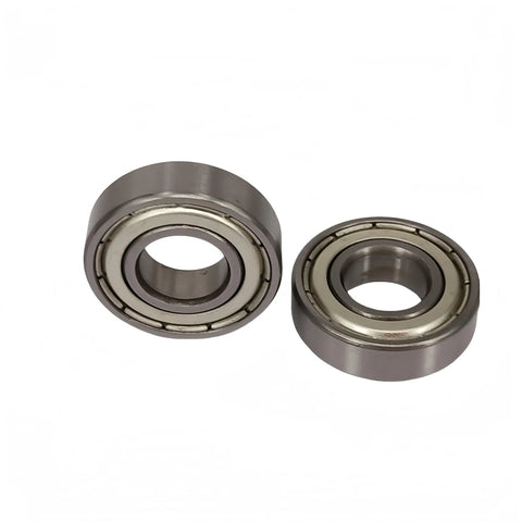 Two chrome steel, double-shielded ball bearings with 1/2 in ID, 1-1/8 in OD, 5/16 in width, pre-lubricated