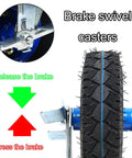 Heavy Duty Pneumatic Rubber Wheel Swivel Caster With Brakes Built Like A Tank For Smooth Industrial Glides and Heavy Lifting overview showing brake mechanism.