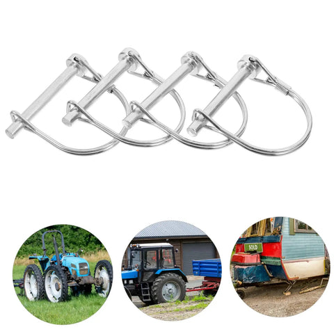 Heavy Duty Wire Hitch Lock Pins 4 Pack Tough Receiver Coupler Pins For Trailers Tractor And Backyard Gear Secure Quick Hook Up Safety Linchpins For Your Rig