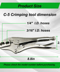 Hose Crimping Tool With Two Dies And Two Openings For One Quarter Inch And Three Sixteenth Inch Hoses, Ferrule Crimp Tool