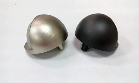Low Dome Floor Door Stop 1 Inch High, 1.75 Inch Diameter Zinc Die Cast Satin Nickel, Wall Protector, 2 Pack, side view
