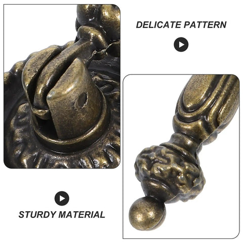 Close-up of Vintage Zinc Alloy Cabinet Handle Single Hole Round Antique Pull with Bronze Finish texture and details