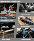 Signs for replacing sway bar links including uneven tire wear, steering vibration, visible damage, and clunking noises.