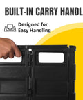 Person using carry handle on Collapsible Rolling Dolly Cart For Teachers And Offices With Adjustable Telescoping Handle And Storage On Wheels The Grab And Go Multi Function Folding Cart For Classrooms Shopping And Transport No Lid