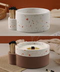 Big Ol Candle Holder Mold for Silicone Resin and Concrete DIY Vessels with match holder and terrazzo design, 15.2oz capacity