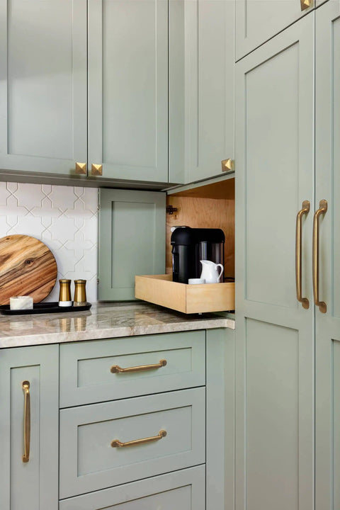Kitchen with Six Pack Antique Brass Arch Cabinet Pulls, 5-Inch Center-To-Center Zinc Alloy Drawer Handles for cupboards and drawers