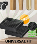 Anti Slip Caster Cups 2x2 Inch, 16 Pack Square Furniture Coasters For Hardwood Floors, black rubber design shown in front view