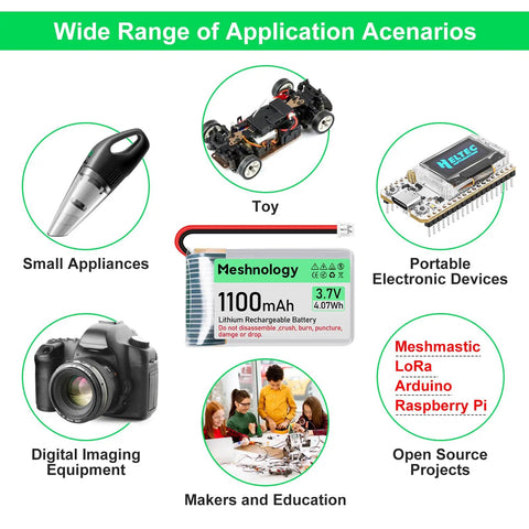 4 Pack 3.7V 1100mAh LiPo Battery With USB Charger Cable 1S Protection Board Micro JST 1.25 Plug applications