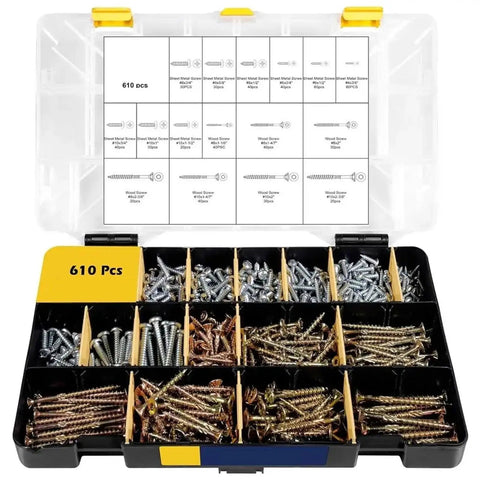 2240 Piece Metric Screw Nut Bolt Washer Fastener Kit Carbon Steel With Assorted Sizes For Home DIY Garage And Workshop Use Durable Premium Hardware For Quick Repairs And Projects. 610 pcs screws organizer box