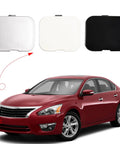 Nissan Altima Front Bumper Tow Hook Cover Right Side 2013 2014 2015 Unpainted Eye Cap Replacement 622A03TA0A shown on red car