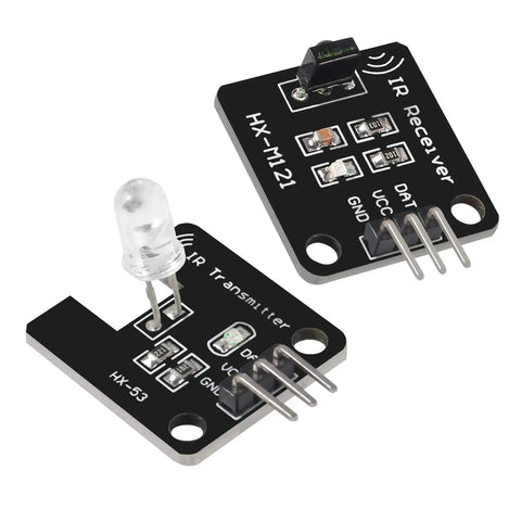 4 Piece 38KHz IR Transmitter And Receiver Sensor Modules Kit featuring high sensitivity IR receiver and LED indicator for debugging.