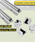 Pro Grade SBR20 Linear Rail Kit With 600mm Rails And 4 SBR20UU Square Bearing Blocks for CNC machining or 3D printing.
