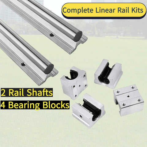 2 Pack 500mm SBR20 Linear Rail Kit With Four SBR20UU Bearing Blocks Locking Handle And M6 Screws For Smooth Precise Fully Supported CNC Motion Guide Rails, rails and blocks