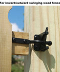 2 Pack Gate Latch For Wooden Fences, Gravity Self Locking, Heavy Duty Stainless Steel Hardware Kit installed on wooden gate