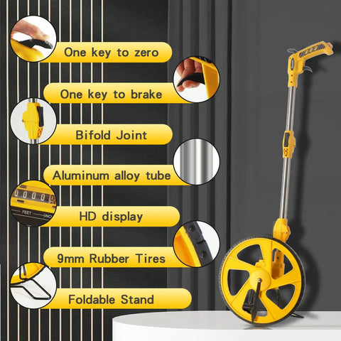 Pro Grade Measuring Wheel With Easy Brake At The Handle And One Touch Zero Reset No Fuss, aluminum, HD display