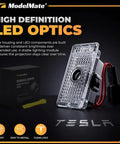 Tesla Logo Puddle Lights For Car Doors 4 Pack With HD LED Projection, close-up of clear LED module showing installation ease.