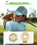 Golfer wearing funny goose golf ball marker with magnetic hat clip, dope golf accessory for men and women, featuring humorous design.