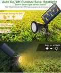 Outdoor Solar Spotlight Kit With 18 LED Ultra Bright Lights Waterproof 600 Lumen Auto On Off 2 Modes in daylight and night
