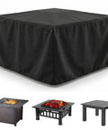Heavy Duty Square Patio Fire Pit And Table Cover Waterproof Outdoor Furniture Cover Fits 48 By 48 By 29 Inches Black Durable 420D Oxford Fabric Keeps Rain Snow Dust Off Built To Last