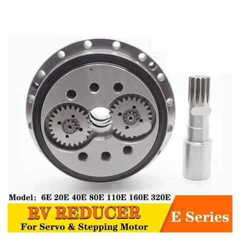 High Precision Cycloidal Pinwheel Gearbox RV Reducer Drops Right Into Servo Motors And Teaching Robots Built Tough 250Bx 110E Flange Mount With 22Mm Axis Drive showing gears and output shaft.
