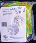 Hella Effective Universal Hair Catcher And Drain Cover Strainer Stops Sink Shower Tub Clogs Dead In Its Tracks Saves Contact Lenses And Jewelry Keeps Pipes Smooth White Two Pack package with illustrated instructions and a silicone drain strainer.