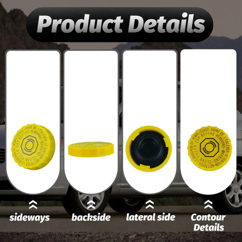 Brake Fluid Reservoir Cap Fits Ram 1500 2500 3500 Jeep Wrangler Grand Cherokee Compass Liberty Patriot Cherokee Dodge Journey Dakota Charger Chrysler 200 300 Sebring Easy Install showcasing side and contour details