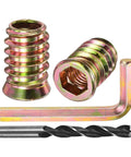 15 Pack Wood Threaded Inserts 3/8-16 x 25mm Hex Drive Nuts With Gold Tone Finish For Furniture Repair And Assembly