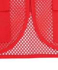 Top Shelf High Visibility Safety Vest Built To Last In Bold Red Mesh Heavy Duty Work Wear With Snug Pockets visible inner mesh and pockets.