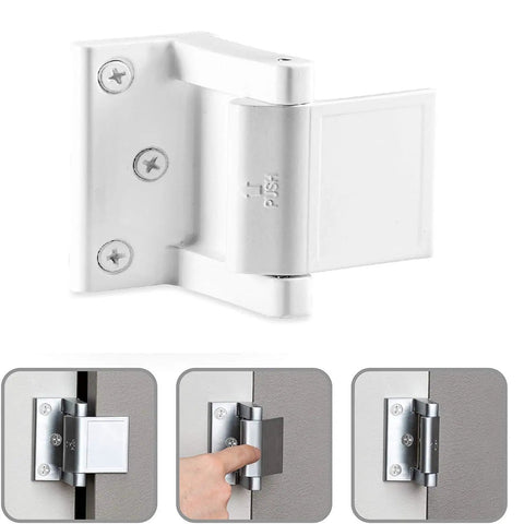 Door Lock Reinforcer For In Swinging Doors Privacy Latch Extra High Security With 800 Lbs Of Force Easy Install White Finish