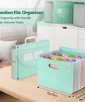 Slick 13 Pocket Accordion Expanding File Folder Crafted From Eco Friendly Wheat Straw Bpa Free Document Organizer with handle